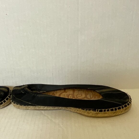Sam Edelman Flats Woven Sides Black/Gold Stripe - Picture 8 of 10